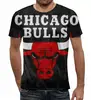 Заказать мужскую футболку в Москве. Футболка с полной запечаткой (мужская) Chicago Bulls от Broadway music - готовые дизайны и нанесение принтов.