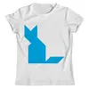 Заказать мужскую футболку в Москве. Футболка с полной запечаткой (мужская) Голубая кошка танграм от namormai@mail.ru - готовые дизайны и нанесение принтов.