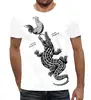 Заказать мужскую футболку в Москве. Футболка с полной запечаткой (мужская) Крокодил съедает петуха от Fix Print - готовые дизайны и нанесение принтов.