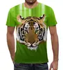 Заказать мужскую футболку в Москве. Футболка с полной запечаткой (мужская) Взгляд тигра от Виктор Гришин - готовые дизайны и нанесение принтов.