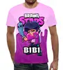Заказать мужскую футболку в Москве. Футболка с полной запечаткой (мужская) BRAWL STARS BIBI от geekbox - готовые дизайны и нанесение принтов.