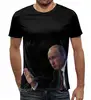 Заказать мужскую футболку в Москве. Футболка с полной запечаткой (мужская) Путин В.В от autostal@mail.ru - готовые дизайны и нанесение принтов.