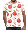 Заказать мужскую футболку в Москве. Футболка с полной запечаткой (мужская) Красные яблочки от skynatural - готовые дизайны и нанесение принтов.