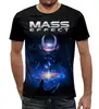 Заказать мужскую футболку в Москве. Футболка с полной запечаткой (мужская) Mass Effect от geekbox - готовые дизайны и нанесение принтов.