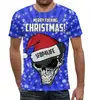 Заказать мужскую футболку в Москве. Футболка с полной запечаткой (мужская) Five Finger Death Punch - Christmas! (Синяя) от madfive5 - готовые дизайны и нанесение принтов.