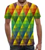 Заказать мужскую футболку в Москве. Футболка с полной запечаткой (мужская) Треугольники цветов от Fonzo - готовые дизайны и нанесение принтов.