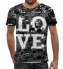 Заказать мужскую футболку в Москве. Футболка с полной запечаткой (мужская) Doodle Love black от nakalyae7 - готовые дизайны и нанесение принтов.