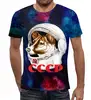 Заказать мужскую футболку в Москве. Футболка с полной запечаткой (мужская) Собака в космосе  от T-shirt print  - готовые дизайны и нанесение принтов.