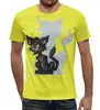 Заказать мужскую футболку в Москве. Футболка с полной запечаткой (мужская) Смешной котик от T-shirt print  - готовые дизайны и нанесение принтов.