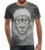 Заказать мужскую футболку в Москве. Футболка с полной запечаткой (мужская) Lion Geek от madw - готовые дизайны и нанесение принтов.
