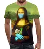 Заказать мужскую футболку в Москве. Футболка с полной запечаткой (мужская) Мона Лиза 2020 от T-shirt print  - готовые дизайны и нанесение принтов.