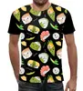 Заказать мужскую футболку в Москве. Футболка с полной запечаткой (мужская) Кавайные суши от IrinkaArt  - готовые дизайны и нанесение принтов.