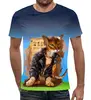 Заказать мужскую футболку в Москве. Футболка с полной запечаткой (мужская) Котик   от T-shirt print  - готовые дизайны и нанесение принтов.