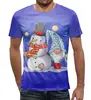 Заказать мужскую футболку в Москве. Футболка с полной запечаткой (мужская) Снеговик  от T-shirt print  - готовые дизайны и нанесение принтов.