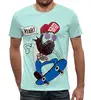 Заказать мужскую футболку в Москве. Футболка с полной запечаткой (мужская) Скейтер с бородой от denis01001 - готовые дизайны и нанесение принтов.