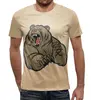 Заказать мужскую футболку в Москве. Футболка с полной запечаткой (мужская) Ревущий медведь от ПРИНТЫ ПЕЧАТЬ  - готовые дизайны и нанесение принтов.