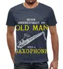 Заказать мужскую футболку в Москве. Футболка с полной запечаткой (мужская) Old man saxophone  от ПРИНТЫ ПЕЧАТЬ  - готовые дизайны и нанесение принтов.
