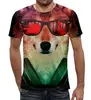 Заказать мужскую футболку в Москве. Футболка с полной запечаткой (мужская) Волк в очках от Space Art - готовые дизайны и нанесение принтов.