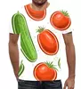 Заказать мужскую футболку в Москве. Футболка с полной запечаткой (мужская) Огурцы и помидоры от skynatural - готовые дизайны и нанесение принтов.