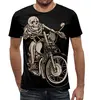 Заказать мужскую футболку в Москве. Футболка с полной запечаткой (мужская) Skeleton Biker от Leichenwagen - готовые дизайны и нанесение принтов.