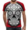 Заказать мужскую футболку в Москве. Футболка с полной запечаткой (мужская) Santa Muerte skull от scoopysmith - готовые дизайны и нанесение принтов.