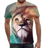 Заказать мужскую футболку в Москве. Футболка с полной запечаткой (мужская) Звездный лев от BAD OWL - готовые дизайны и нанесение принтов.