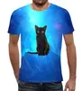 Заказать мужскую футболку в Москве. Футболка с полной запечаткой (мужская) Кот в космосе  от THE_NISE  - готовые дизайны и нанесение принтов.