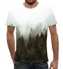 Заказать мужскую футболку в Москве. Футболка с полной запечаткой (мужская) Туман над лесом от weeert - готовые дизайны и нанесение принтов.