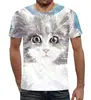 Заказать мужскую футболку в Москве. Футболка с полной запечаткой (мужская) Взгляд кошки от Елена  - готовые дизайны и нанесение принтов.