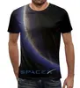 Заказать мужскую футболку в Москве. Футболка с полной запечаткой (мужская) SpaceX. Dragon от The Spaceway  - готовые дизайны и нанесение принтов.