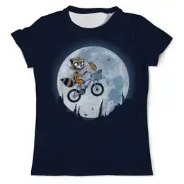 Заказать мужскую футболку в Москве. Футболка с полной запечаткой (мужская) Енотик на луне от T-shirt print  - готовые дизайны и нанесение принтов.