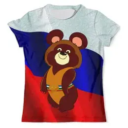 Заказать мужскую футболку в Москве. Футболка с полной запечаткой (мужская) Олимпийский Мишка 1980 от balden - готовые дизайны и нанесение принтов.