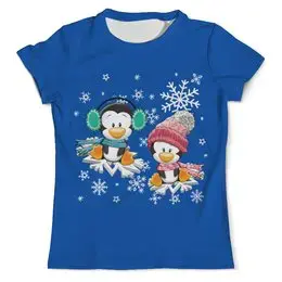 Заказать мужскую футболку в Москве. Футболка с полной запечаткой (мужская) Пингвин зимой от Ирина - готовые дизайны и нанесение принтов.