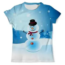 Заказать мужскую футболку в Москве. Футболка с полной запечаткой (мужская) Снеговик от weeert - готовые дизайны и нанесение принтов.