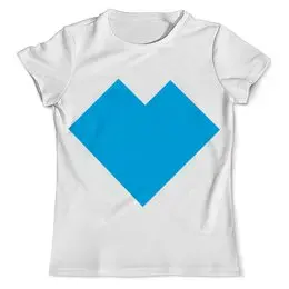 Заказать мужскую футболку в Москве. Футболка с полной запечаткой (мужская) Голубое сердце танграм от namormai@mail.ru - готовые дизайны и нанесение принтов.