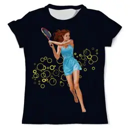 Заказать мужскую футболку в Москве. Футболка с полной запечаткой (мужская) Девушка с теннисной ракеткой от Shdomon - готовые дизайны и нанесение принтов.