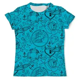 Заказать мужскую футболку в Москве. Футболка с полной запечаткой (мужская) Морская абстракция (1) от T-shirt print  - готовые дизайны и нанесение принтов.