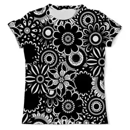 Заказать мужскую футболку в Москве. Футболка с полной запечаткой (мужская) Черно-белые цветы от THE_NISE  - готовые дизайны и нанесение принтов.