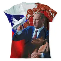 Заказать мужскую футболку в Москве. Футболка с полной запечаткой (мужская) PUTIN от balden - готовые дизайны и нанесение принтов.