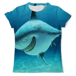 Заказать мужскую футболку в Москве. Футболка с полной запечаткой (мужская) Акула от Dover - готовые дизайны и нанесение принтов.