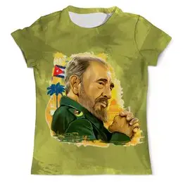 Заказать мужскую футболку в Москве. Футболка с полной запечаткой (мужская) Фидель Кастро от ПРИНТЫ ПЕЧАТЬ  - готовые дизайны и нанесение принтов.