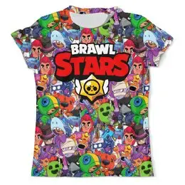 Заказать мужскую футболку в Москве. Футболка с полной запечаткой (мужская) BRAWL STARS от geekbox - готовые дизайны и нанесение принтов.