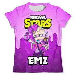 Заказать мужскую футболку в Москве. Футболка с полной запечаткой (мужская) BRAWL STARS EMZ от geekbox - готовые дизайны и нанесение принтов.