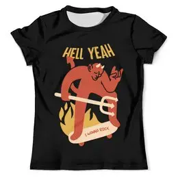 Заказать мужскую футболку в Москве. Футболка с полной запечаткой (мужская) Дьявол Hell Yeah от Павел Павел - готовые дизайны и нанесение принтов.