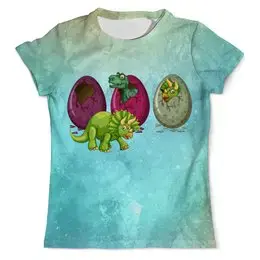 Заказать мужскую футболку в Москве. Футболка с полной запечаткой (мужская) Яйца динозавра от Amerikanka - готовые дизайны и нанесение принтов.