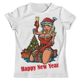 Заказать мужскую футболку в Москве. Футболка с полной запечаткой (мужская) Снегурочка поздравляет с новым годом! от Chance777 - готовые дизайны и нанесение принтов.
