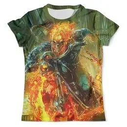 Заказать мужскую футболку в Москве. Футболка с полной запечаткой (мужская) Ghost Rider от balden - готовые дизайны и нанесение принтов.