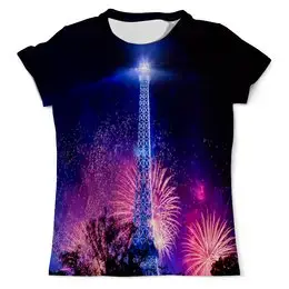 Заказать мужскую футболку в Москве. Футболка с полной запечаткой (мужская) Эйфелева башня от THE_NISE  - готовые дизайны и нанесение принтов.