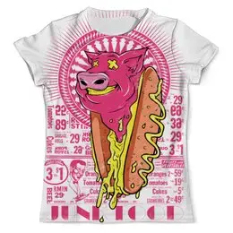 Заказать мужскую футболку в Москве. Футболка с полной запечаткой (мужская) Свинка Хот-Дог от acidhouses - готовые дизайны и нанесение принтов.