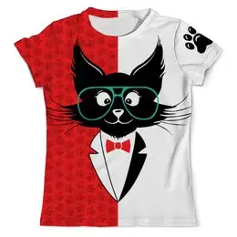 Заказать мужскую футболку в Москве. Футболка с полной запечаткой (мужская) кот стиляга от PiCaSSo Star - готовые дизайны и нанесение принтов.